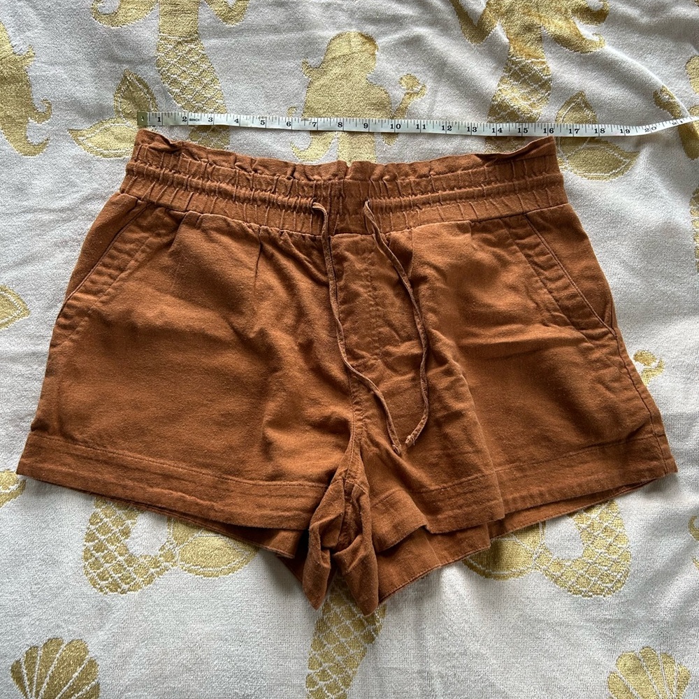 A New Day - Women’s Elastic Drawstring Linen Blend Shorts - Rust - Size L